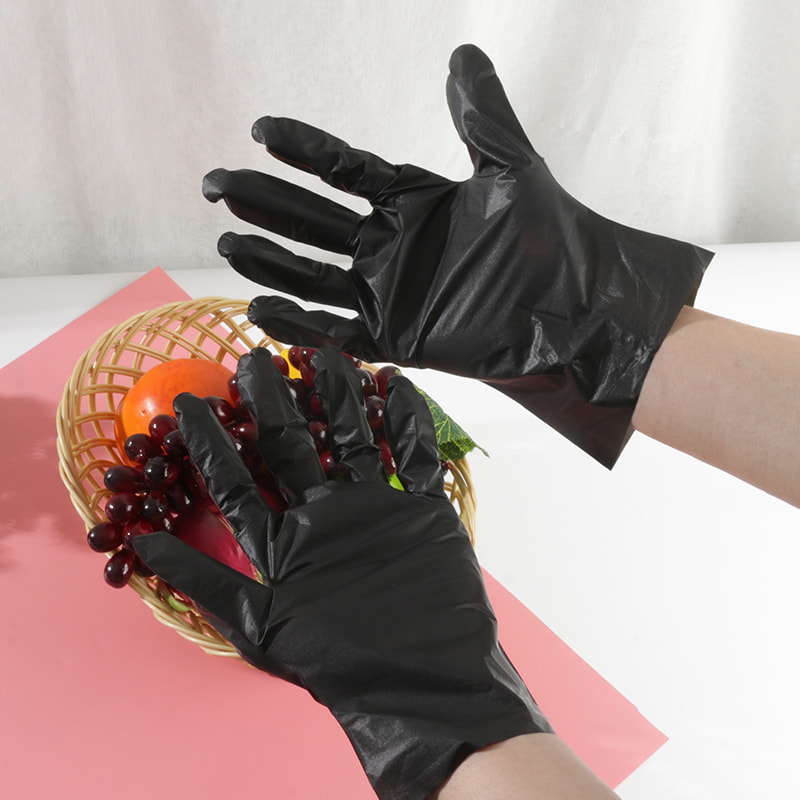 Bonne résistance à la température Gants TPE noirs (motif de diamant)