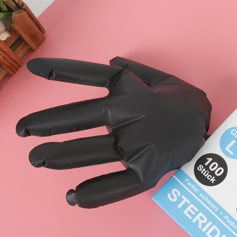 Bonne résistance à la température Gants TPE noirs (motif de points)