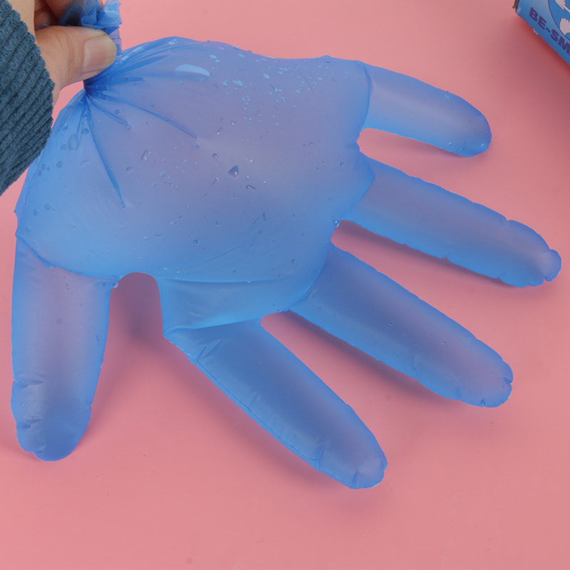 Résistance chimique Gants TPE bleus (motif de points)